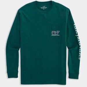 Vineyard Vines Plaid Whale Long Sleeve Pocket Tee Mens XL Charleston Green NWT
